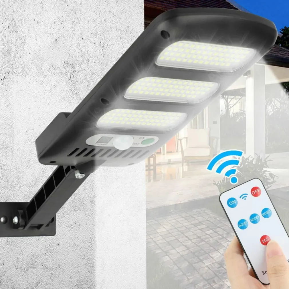 LAMPIONE STRADALE PANNELLO SOLARE 213 LED CON SENSORE DI MOVIMENTO E TELECOMANDO