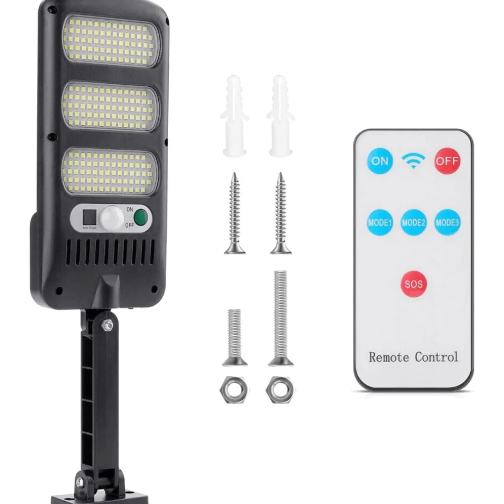 LAMPIONE STRADALE PANNELLO SOLARE 213 LED CON SENSORE DI MOVIMENTO E TELECOMANDO