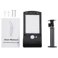 LAMPIONE STRADALE PANNELLO ENERGIA SOLARE FARO FOTOVOLTAICO ESTERNO 36 LED LUCE