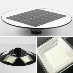 LAMPIONE UFO LED SOLARE 350W SENSORE MOVIMENTO CREPUSCOLARE LUCE FREDDA 6500K IP65