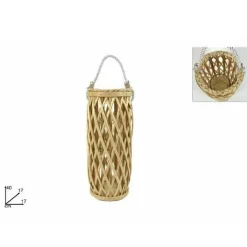LANTERNA IN VIMINI NATURALE PORTA CANDELA ALTEZZA 40 X 17 X 17 CM