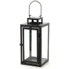 LANTERNA PORTACANDELA IN VETRO METALLO NERO 15X15X32CM MODERNA INDUSTRIAL 765001