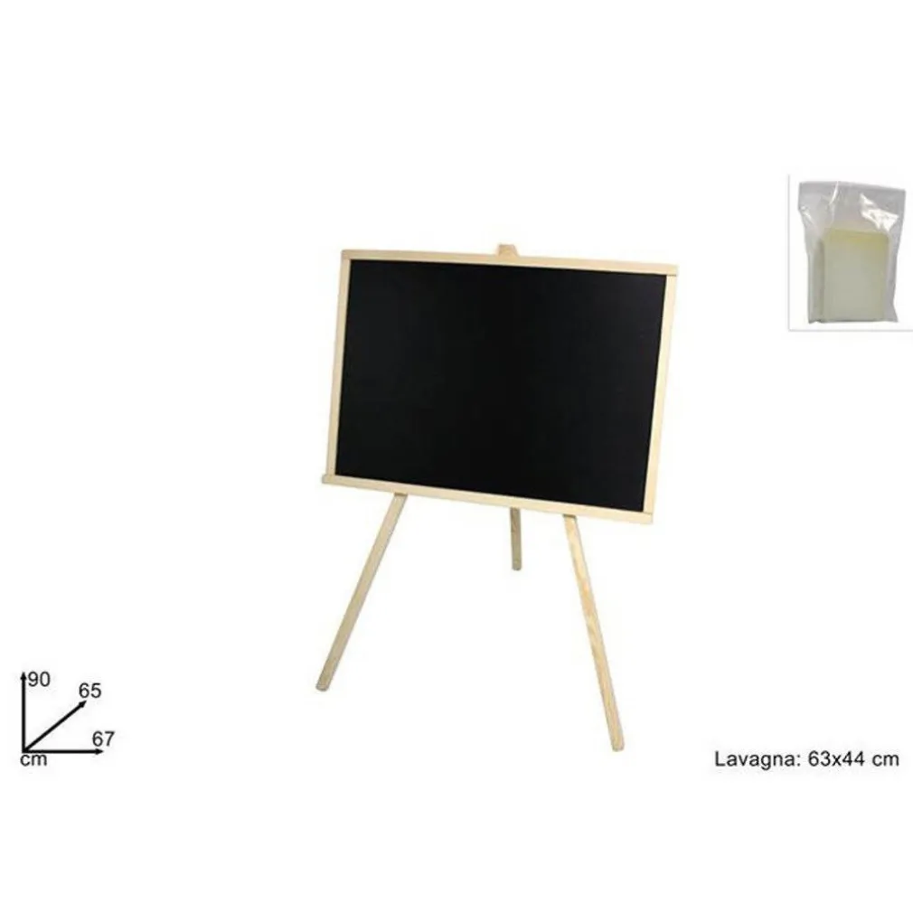 LAVAGNA CON CAVALLETTO IN LEGNO 63X44 CM SCRIVIBILE CON GESSETTO E CANCELLINO