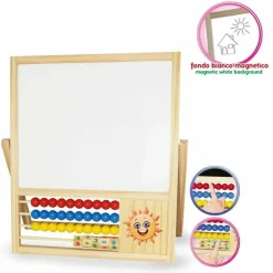 LAVAGNA GIOCATTOLO PER BAMBINI 2 FACCE CON PALLOTTOLIERE E LETTERE MAGNETICHE