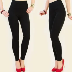 LEGGINGS MOD.919 ELASTICI NERO TESSUTO OPACO DA DONNA COMODI ELEGANTI