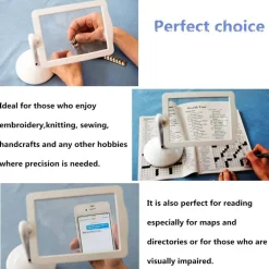 LENTE INGRANDIMENTO 3X 360° DA TAVOLO CON LUCE A LED SUPPORTO LETTURA A BATTERIE