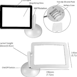 LENTE INGRANDIMENTO 3X 360° DA TAVOLO CON LUCE A LED SUPPORTO LETTURA A BATTERIE