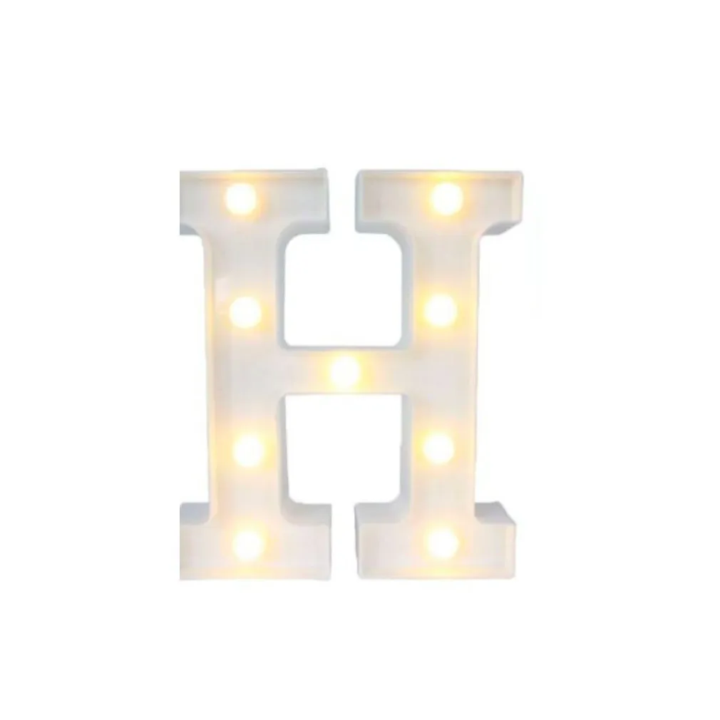 LETTERA H LUMINOSA CON LUCI LED A BATTERIA DECORAZIONI PER LA CASA DIM. 22 CM