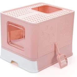 LETTIERA PER GATTI CON INGRESSO DALL'ALTO COPERCHIO TOILETTE PALETTA IN PLASTICA