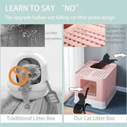 LETTIERA PER GATTI CON INGRESSO DALL'ALTO COPERCHIO TOILETTE PALETTA IN PLASTICA