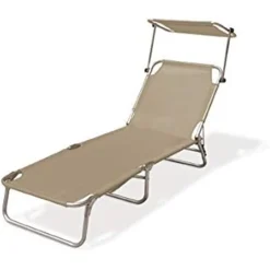 LETTINO CON PARASOLE IN TEXTILENE TORTORA MARE GIARDINO SCHIENALE REGOLABILE 281055