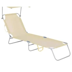 LETTINO CON PARASOLE IN TEXTILENE TORTORA MARE GIARDINO SCHIENALE REGOLABILE 281055
