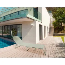 LETTINO CON TETTUCCIO PARASOLE BEIGE SDRAIO PRENDISOLE 187X55X24CM PIEGHEVOLE 281020