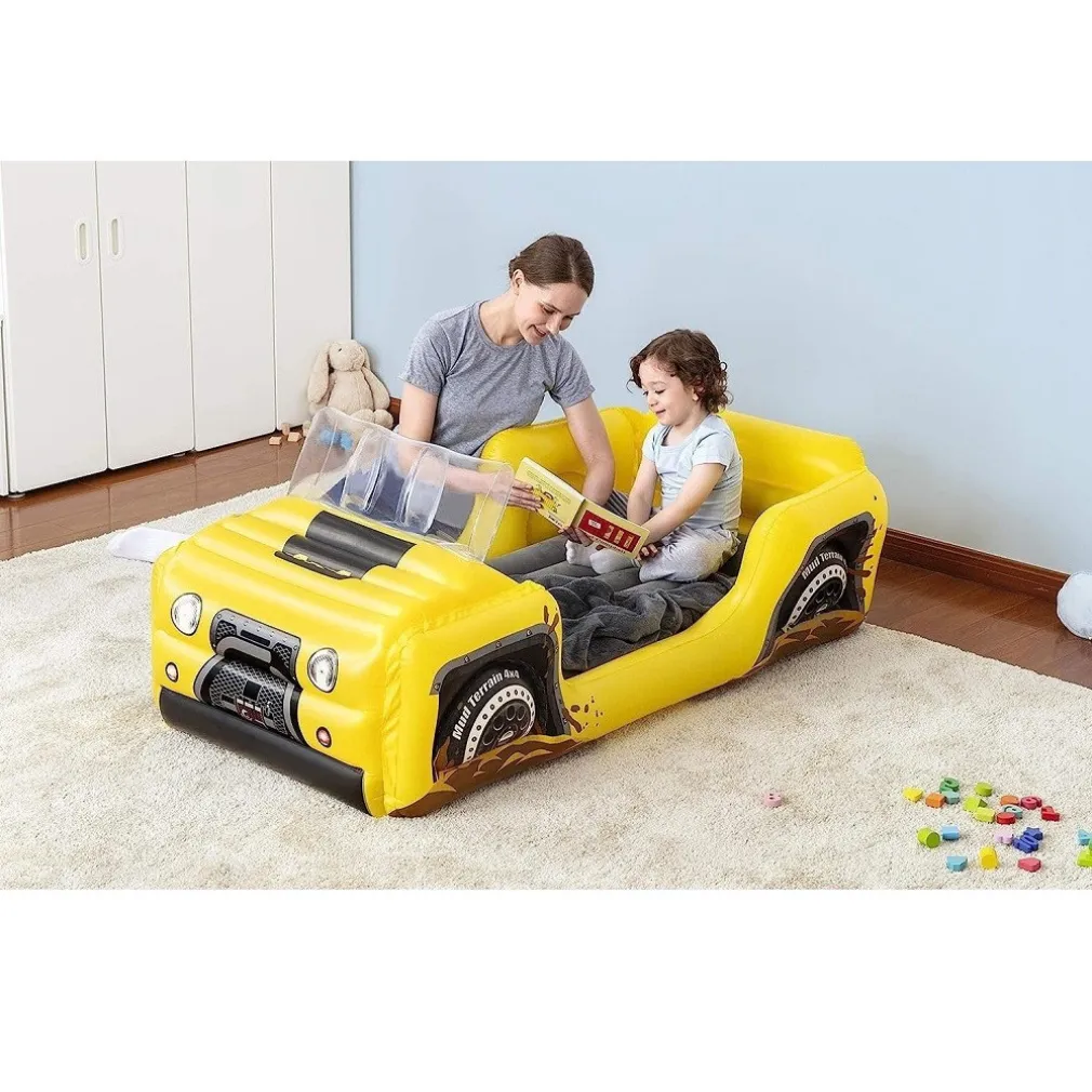 LETTINO GONFIABILE BAMBINI JEEP FUORISTRADA 160X84X58CM MATERASSO FLOCCATO 67714