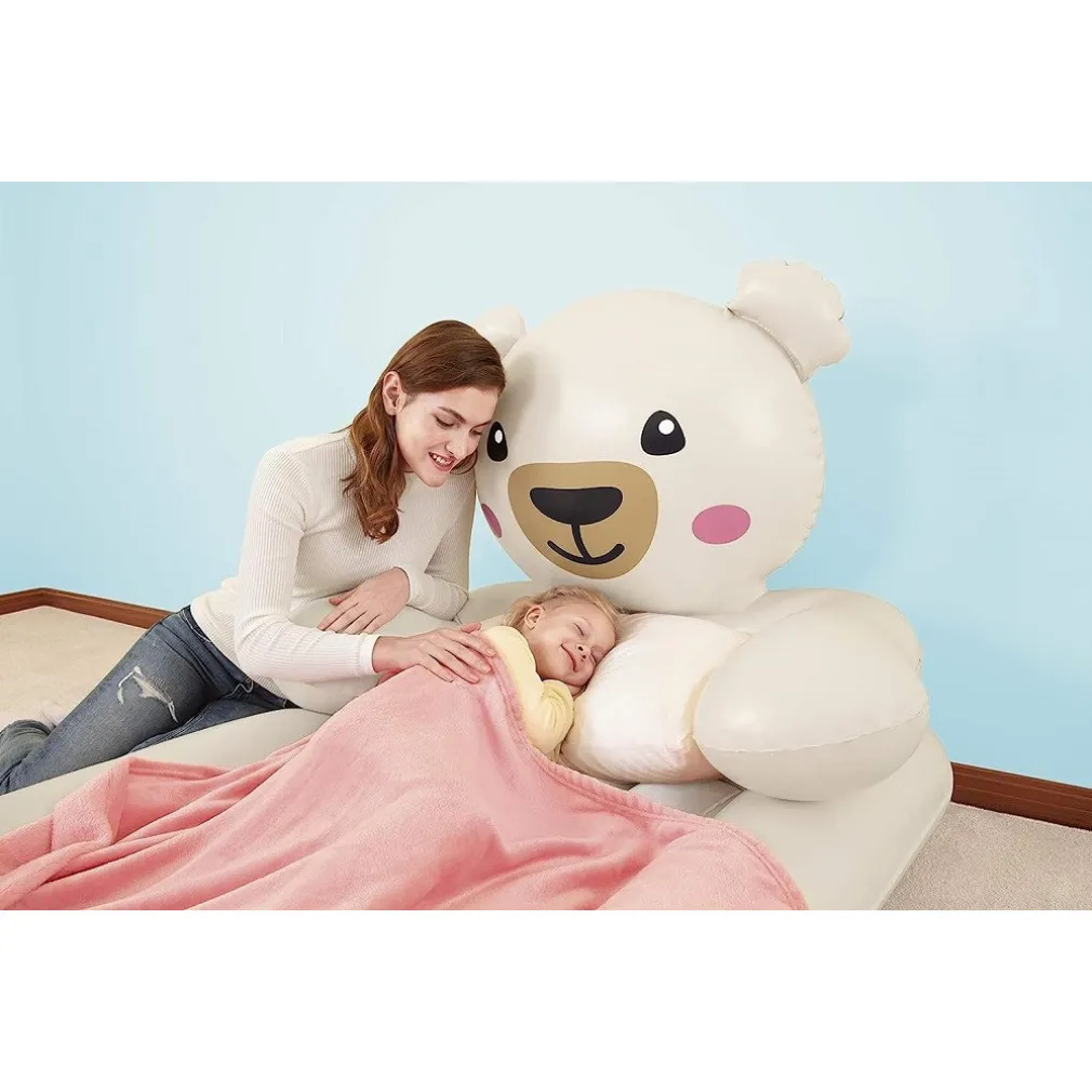 LETTINO GONFIABILE PER BAMBINI ORSETTO 188X109X89 CM MATERASSINO FLOCCATO 67712