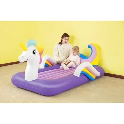 LETTINO GONFIABILE PER BAMBINI UNICORNO 196X104X84 CM MATERASSO FLOCCATO 67713