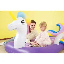 LETTINO GONFIABILE PER BAMBINI UNICORNO 196X104X84 CM MATERASSO FLOCCATO 67713