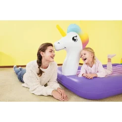 LETTINO GONFIABILE PER BAMBINI UNICORNO 196X104X84 CM MATERASSO FLOCCATO 67713