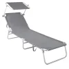 LETTINO IN TEXTILENE CON PARASOLE GRIGIO MARE GIARDINO SCHIENALE REGOLABILE 281013