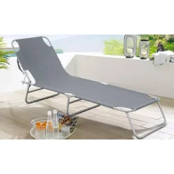 LETTINO PRENDISOLE PIEGHEVOLE SENZA PARASOLE CON SCHIENALE REGOLABILE BRANDINA GRIGIO 281023