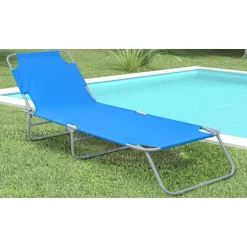 LETTINO PRENDISOLE PIEGHEVOLE SENZA PARASOLE CON SCHIENALE REGOLABILE BRANDINA BLU 281022