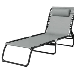 LETTINO PRENDISOLE SDRAIO SENZA PARASOLE IN TEXTILENE GRIGIO RECLINABILE GIARDINO 483008