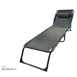 LETTINO PRENDISOLE SDRAIO SENZA PARASOLE IN TEXTILENE NERO RECLINABILE GIARDINO 483010