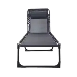 LETTINO PRENDISOLE SDRAIO SENZA PARASOLE IN TEXTILENE NERO RECLINABILE GIARDINO 483010