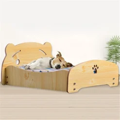 LETTO CUSCINO PER CANI GATTI ANIMALI DOMESTICI DUREVOLE IN LEGNO 47 X 42 X 23CM