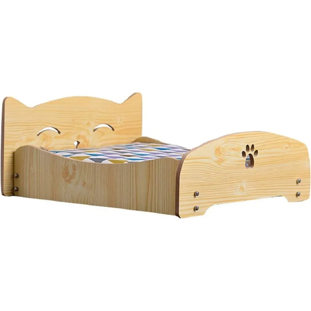 LETTO PER GATTI CANI ANIMALI PICCOLA MEDIA TAGLIA IN LEGNO UNIVERSALE 57X47X23CM