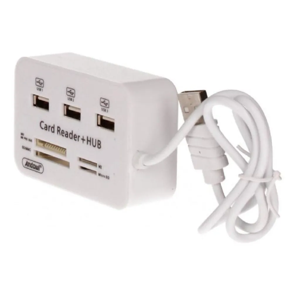 LETTORE DI SCHEDE CARTE + HUB USB 2.0 3 PORTE USB SLOT MS SD MMC TF M2 Q-H02