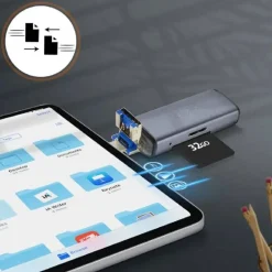 LETTORE DI SCHEDE SD MICRO-SD 2IN1 LIGHTNING USB MASCHIO OTG USB FEMMINA OTG802