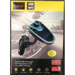 LETTORE MP3 MULTIFUNZIONE WIRELESS 2.1A CARICABATTERIA DOPPIO USB PER AUTO Q-B68