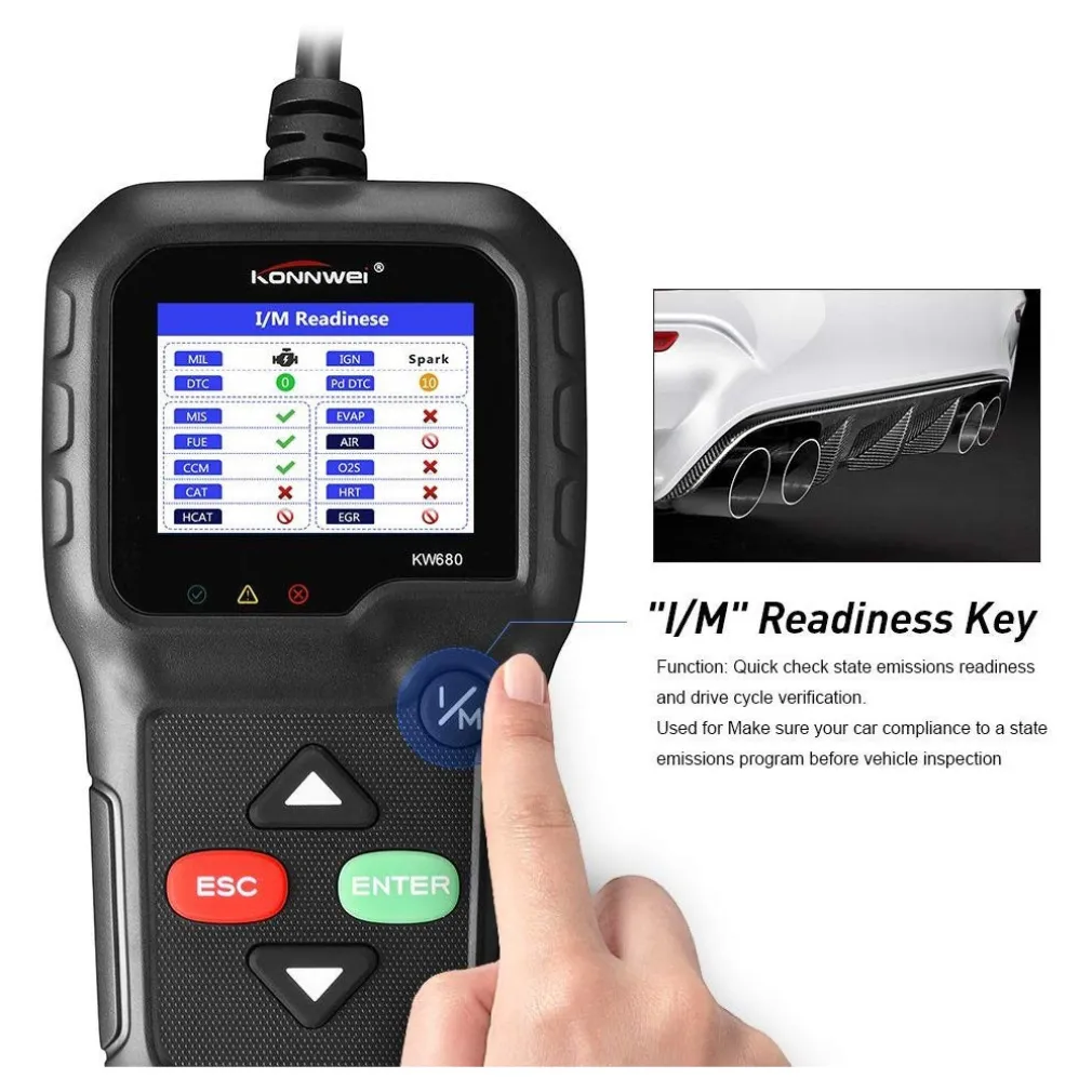 LETTORE OBD KONNWEI KW680 SCANNER CODICI AUTO DIAGNOSTICA TESTER ANALISI OBD2II