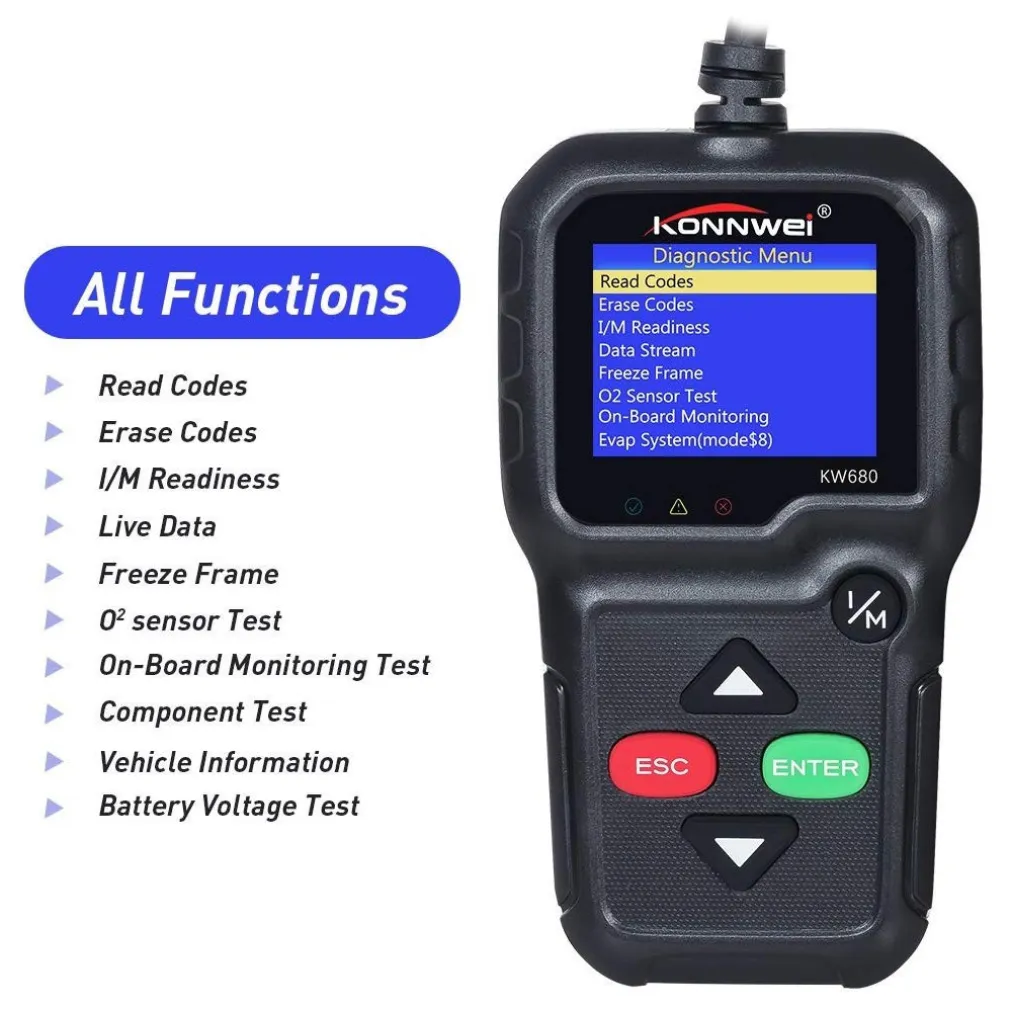 LETTORE OBD KONNWEI KW680 SCANNER CODICI AUTO DIAGNOSTICA TESTER ANALISI OBD2II