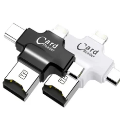 LETTORE SCHEDE 4 IN 1 MICROSD ANDROID IOS WINDOWS PC CARD READER FAT32 BIANCO
