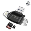 LETTORE SCHEDE MEMORIA MEMORY 4 IN 1 OTG USB MICRO USB TIPO C LIGHTNING ID-R008