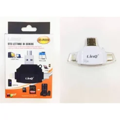 LETTORE SCHEDE MEMORIA MEMORY 4 IN 1 OTG USB MICRO USB TIPO C LIGHTNING ID-R008