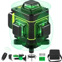 LIVELLA LASER A VERDE 16 LINEE AUTOLIVELLANTE 4X360° CON BASE DI TREPPIEDE