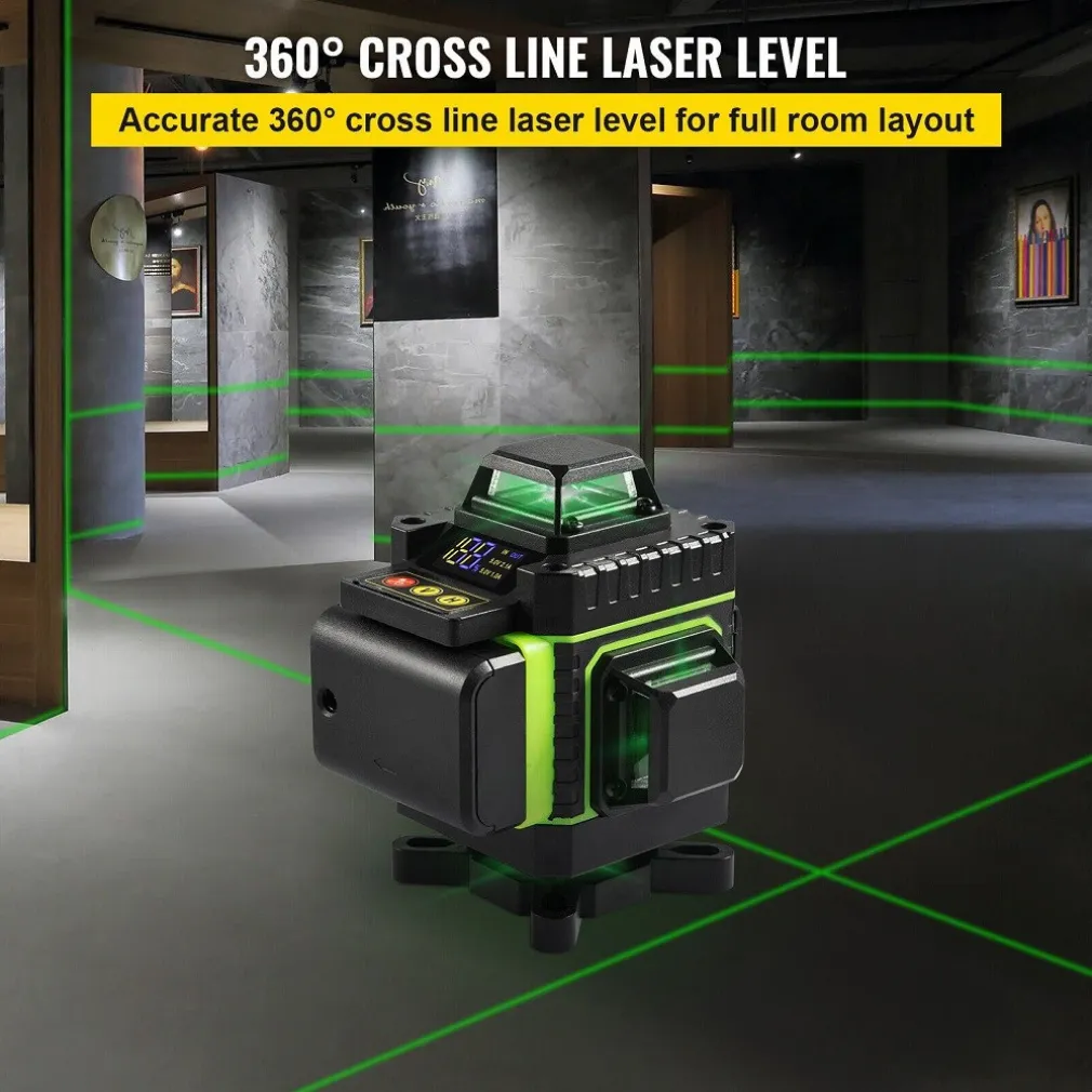 LIVELLA LASER A VERDE 16 LINEE AUTOLIVELLANTE 4X360° CON BASE DI TREPPIEDE