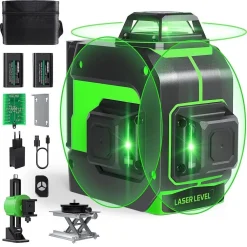 LIVELLA LASER AUTOLIVELLANTE A 360° LIVELLA LASER VERDE 2 BATTERIE RICARICABILI