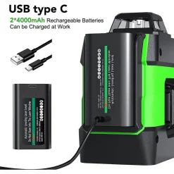 LIVELLA LASER AUTOLIVELLANTE A 360° LIVELLA LASER VERDE 2 BATTERIE RICARICABILI