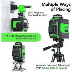 LIVELLA LASER AUTOLIVELLANTE A 360° LIVELLA LASER VERDE 2 BATTERIE RICARICABILI