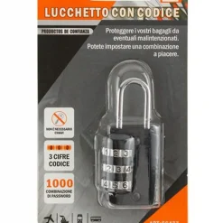 LUCCHETTO A COMBINAZIONE 3 CIFRE VALIGIE ARMADIETTI DI SICUREZZA 53X23X13MM