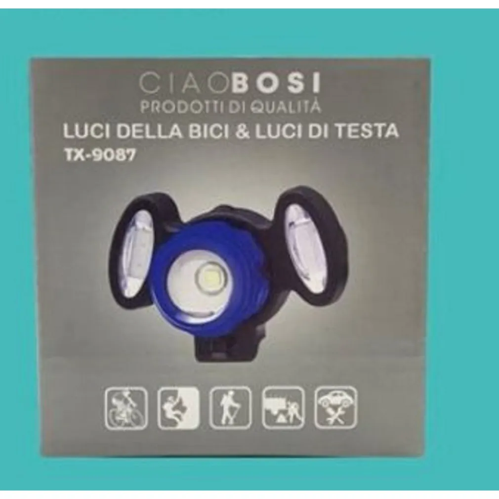 LUCE BICI DA TESTA FARETTO REGOLABILE LED FARI BICICLETTE IMPERMEABILE TX-9087