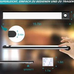 LUCE DI SICUREZZA LED BATTERIA RICARICABILE SENSORE MOVIMENTO MAGNETICA Q-LED80