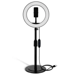 LUCE LED AD ANELLO LUMINOSO PER SELFIE STAFFA DA TAVOLO 10W DIAMETRO 26CM BD2607