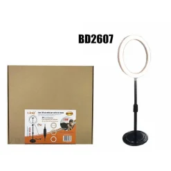 LUCE LED AD ANELLO LUMINOSO PER SELFIE STAFFA DA TAVOLO 10W DIAMETRO 26CM BD2607