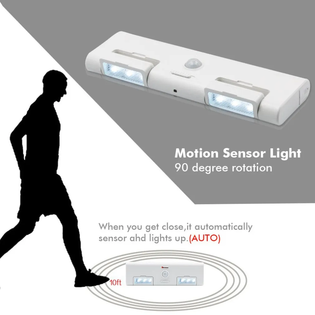 LUCE LED PER ARMADIO CON SENSORE PIR MOVIMENTO A BATTERIE ACCENSIONE AUTOMATICA