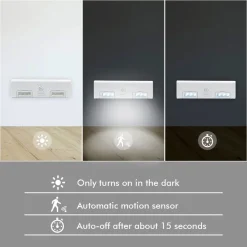 LUCE LED PER ARMADIO CON SENSORE PIR MOVIMENTO A BATTERIE ACCENSIONE AUTOMATICA